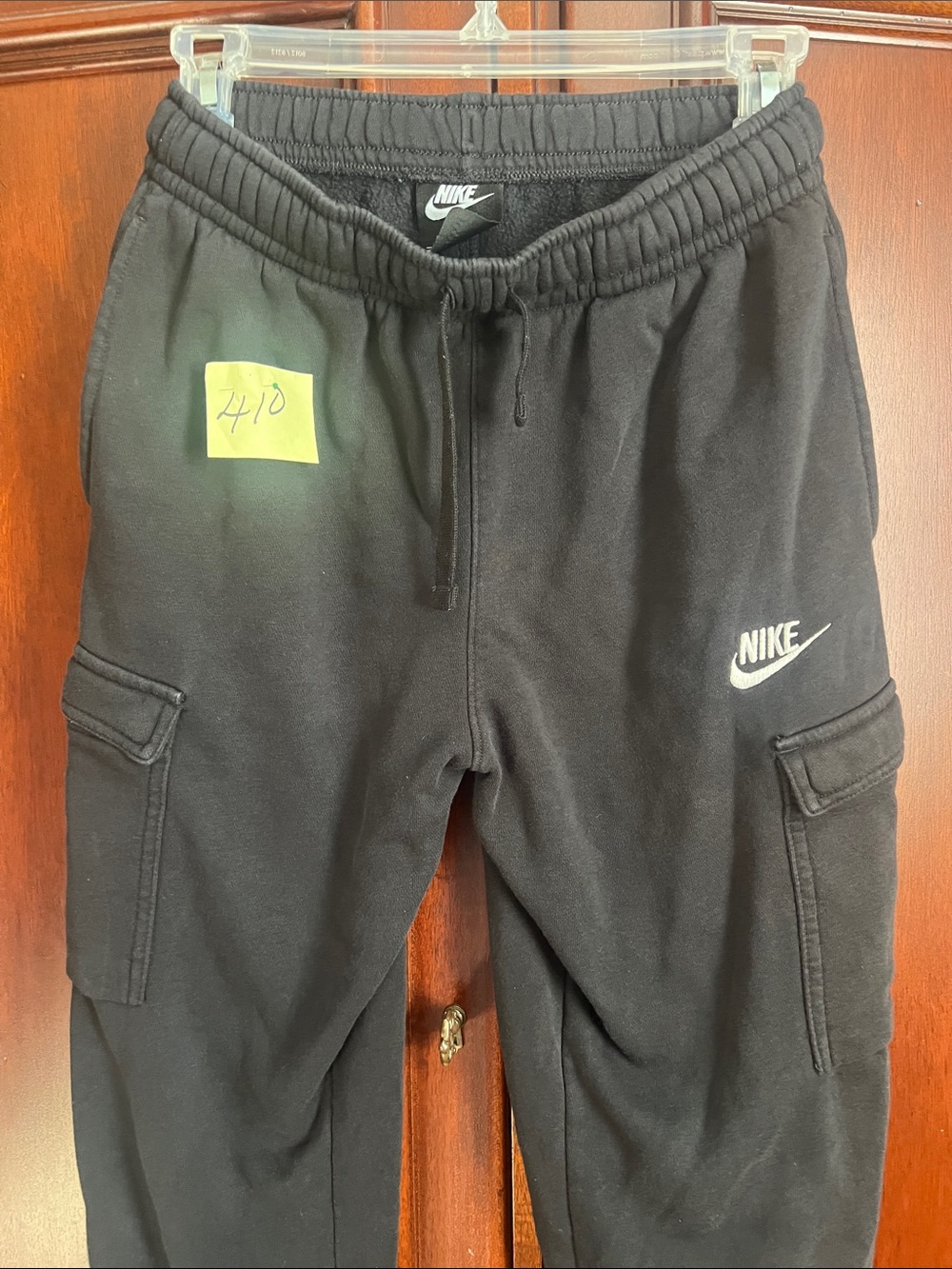 Nike Kids Black Cargo Joggers with White Swoosh Size XL